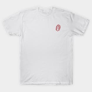 Hand drawn small vulva - "The Monica" red T-Shirt